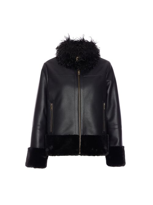 GIACCA EFFETTO PELLE E FAUX FUR TWIN SET | 252TP241000006 NERO
